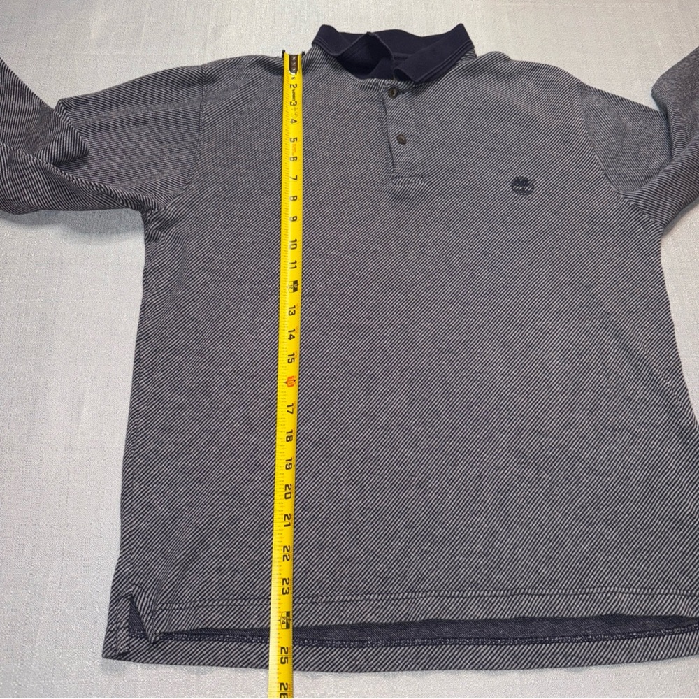Men's timberland navy/Gray Long Sleeve Polo Shirt size M - Picture 6 of 7